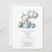 Cartes d'invitation d'anniversaire pour garçon ble (Devant)