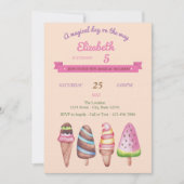 Cartes d'invitation d'anniversaire pour glaces et (Devant)