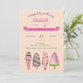 Cartes d'invitation d'anniversaire pour glaces et (Debout devant)