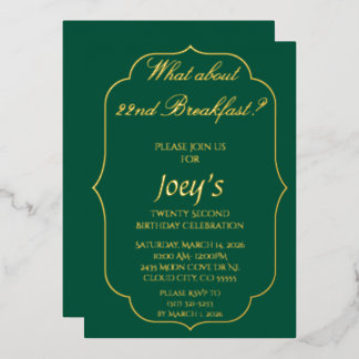 Cartes d'invitation d'anniversaire pour petit déje