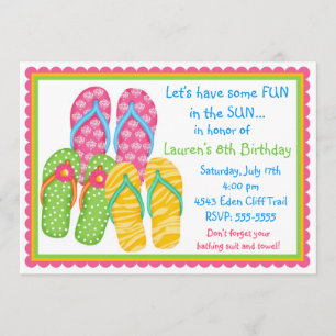 Cartes d'invitation d'anniversaire pour Tongs