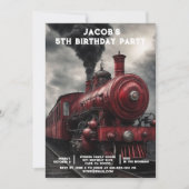 Cartes d'invitation d'anniversaire pour train d'âg (Devant)