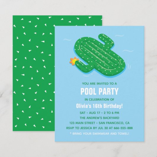 Cartes d'invitation d'anniversaire pour une fête e (Devant / Derrière)
