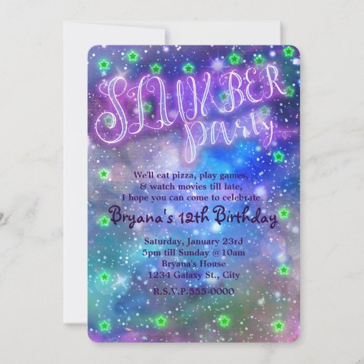 Cartes d'invitation d'anniversaire pour une soirée (Devant)