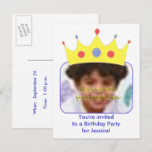 Cartes d'invitation d'anniversaire princesse modèl (Devant / Derrière)
