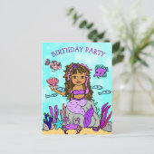 Cartes d'invitation d'anniversaire Sirène Violette (Debout devant)