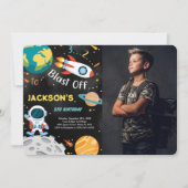 Cartes d'invitation d'anniversaire Space Boy avec (Devant)