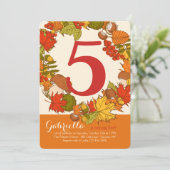Cartes d'invitation d'anniversaire Thème Automne (Debout devant)