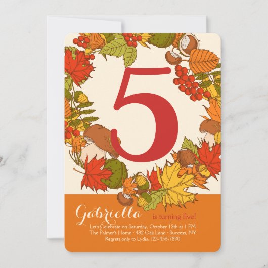 Cartes d'invitation d'anniversaire Thème Automne (Devant)