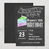 Cartes d'invitation d'anniversaire tranche de gâte (Devant / Derrière)