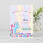 Cartes d'invitation d'anniversaire Unicorn personn (Debout devant)