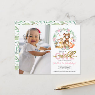 Cartes d'invitation d'anniversaire Wild One avec p