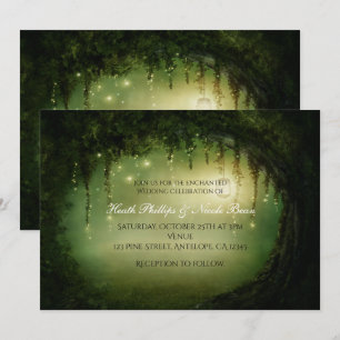 Cartes d'invitation d'arbre de forêt enchantée rus
