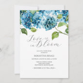 Cartes d'invitation de Baby Shower Bleues Hydrange (Devant)