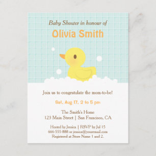 Cartes d'invitation de baby shower Mignonne Canard