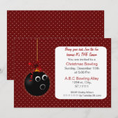 Cartes d'invitation de bowling de Noël mignonnes à (Devant / Derrière)