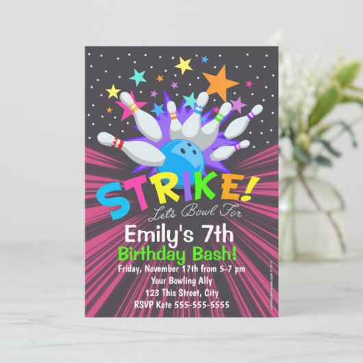 Cartes d'invitation de bowling, Invitation d'anniv (Debout devant)