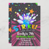 Cartes d'invitation de bowling, Invitation d'anniv (Devant / Derrière)