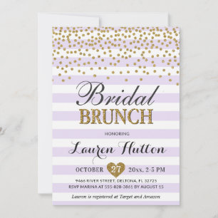 Cartes d'invitation de brunch de mariage Lilac Gol