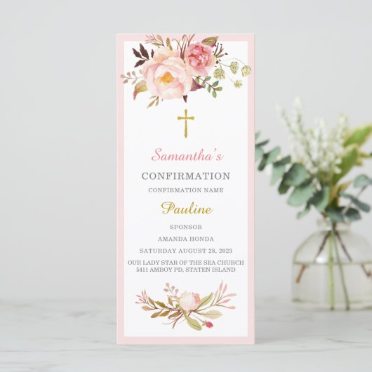 Cartes d'invitation de confirmation pour filles (Debout devant)