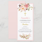Cartes d'invitation de confirmation pour filles (Devant / Derrière)