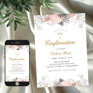 Cartes d'invitation de confirmation pour filles à 