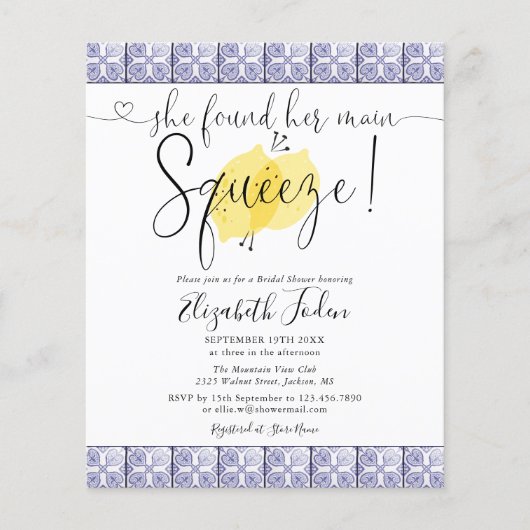 Cartes d'invitation de douche de mariée Budget Mai (Devant)