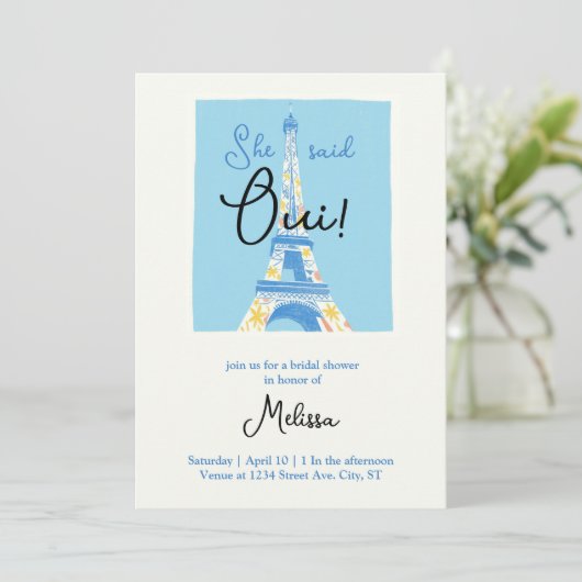 Cartes d'invitation de douche de mariée de la Tour (Debout devant)