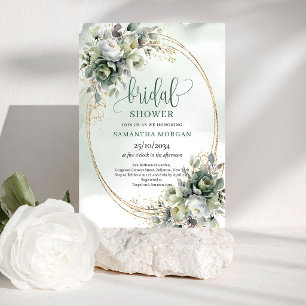 Cartes d'invitation de douche de mariée en vert po