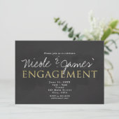 Cartes d'invitation de douche d'engagement gris fo (Debout devant)