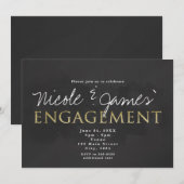 Cartes d'invitation de douche d'engagement gris fo (Devant / Derrière)