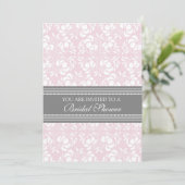 Cartes d'invitation de douche nuptiale rose Gris D (Debout devant)