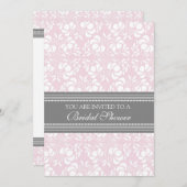 Cartes d'invitation de douche nuptiale rose Gris D (Devant / Derrière)