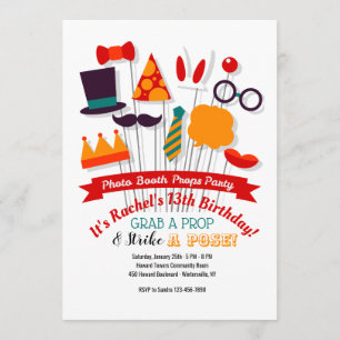 Cartes d'invitation de fête avec accessoires de Ph