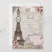 Cartes d'invitation de fête avec la Tour Eiffel de (Devant)