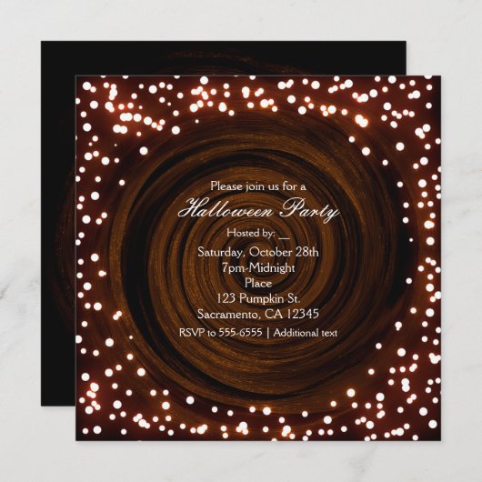 Cartes d'invitation de fête avec lumières Hallowee (Devant / Derrière)