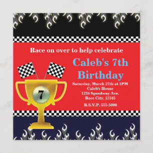 Cartes d'invitation de fête avec Trophée de course