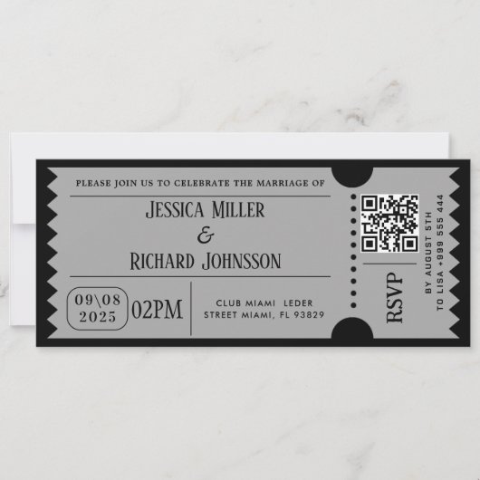 Cartes d'invitation de fête Black And Wait (Devant)