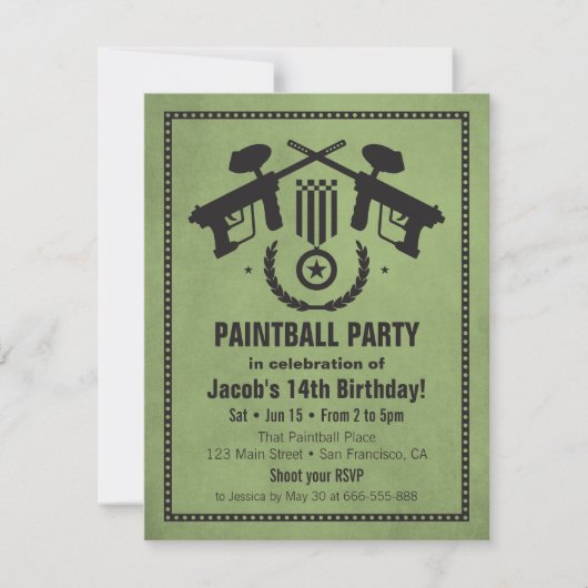 Cartes d'invitation de fête d'anniversaire à paint (Devant)