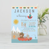Cartes d'invitation de fête d'anniversaire de pêch (Debout devant)