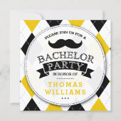 Cartes d'invitation de fête de bachelor avec moust (Devant)