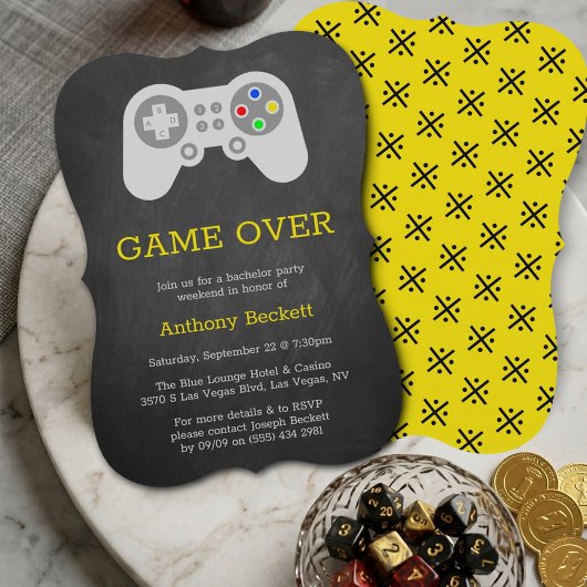 Cartes d'invitation de fête de bachelor Modern Gam