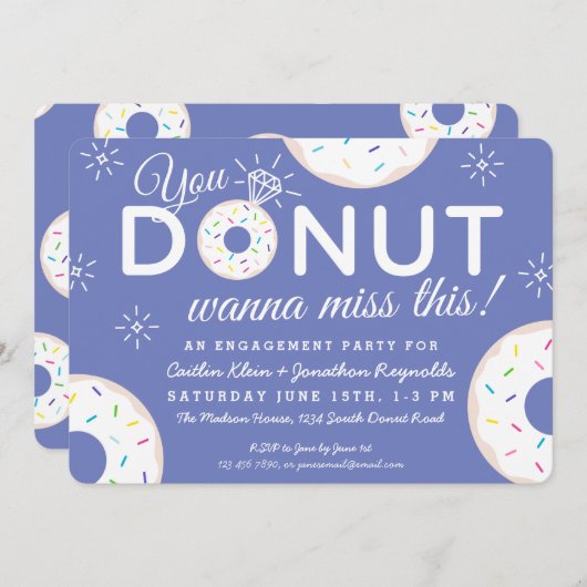 Cartes d'invitation de fête de fiançailles Donut M (Devant / Derrière)