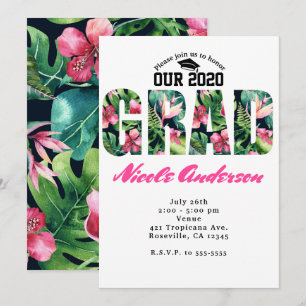 Cartes d'invitation de fête de fin d'études Floral