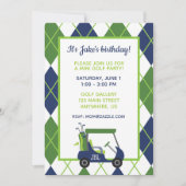 Cartes d'invitation de fête de golf Navy & Green A (Devant)