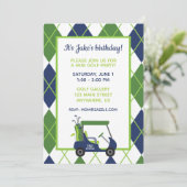 Cartes d'invitation de fête de golf Navy & Green A (Debout devant)