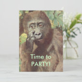 Cartes d'invitation de fête de gorille meh drôles (Debout devant)