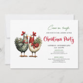 Cartes d'invitation de fête de Noël de poulets de (Devant)