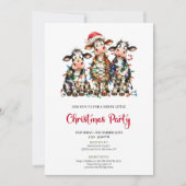 Cartes d'invitation de fête de Noël de vaches dess (Devant)