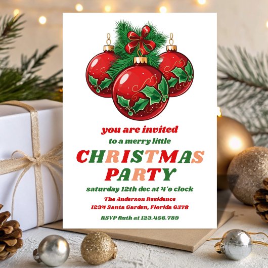 Cartes d'invitation de fête de Noël rétro modifiab